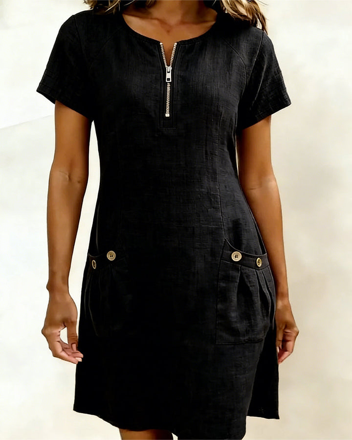 Lina | Vestido Midi de Algodón y Lino