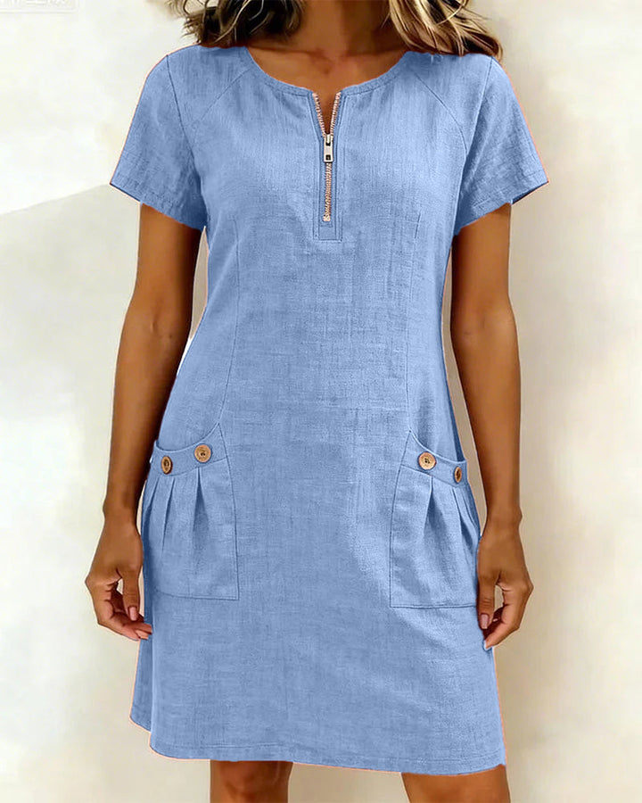 Lina | Vestido Midi de Algodón y Lino