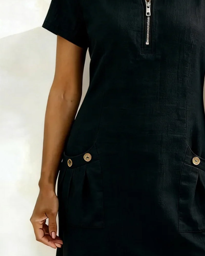 Lina | Vestido Midi de Algodón y Lino