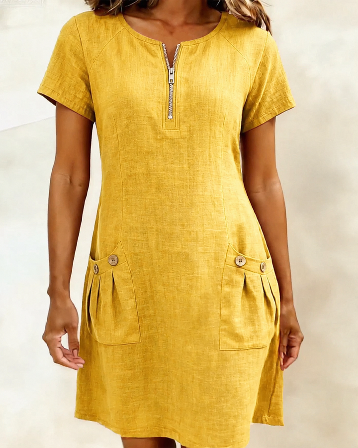 Lina | Vestido Midi de Algodón y Lino