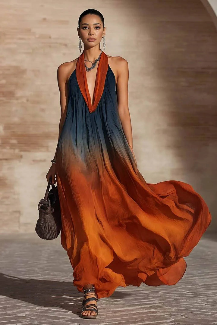 Nuria | Vestido largo escote halter degradado