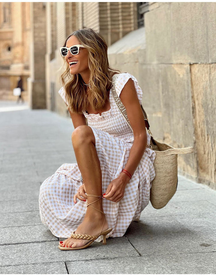 Valeria | Vestido Bohemio Cuadros Vichy