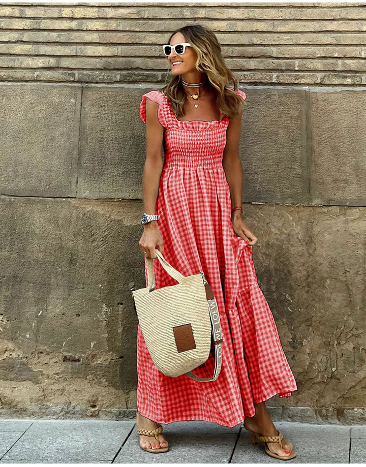 Valeria | Vestido Bohemio Cuadros Vichy