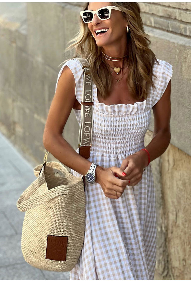 Valeria | Vestido Bohemio Cuadros Vichy