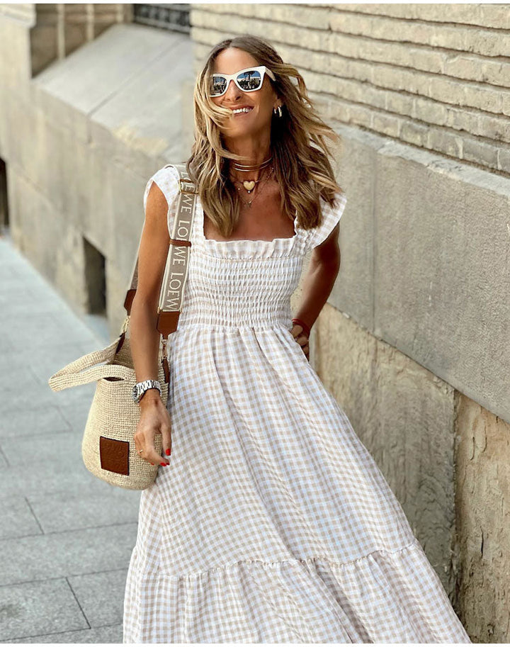 Valeria | Vestido Bohemio Cuadros Vichy