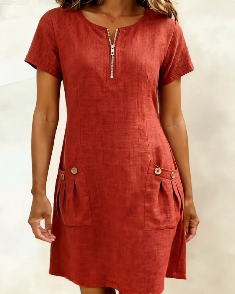Lina | Vestido Midi de Algodón y Lino