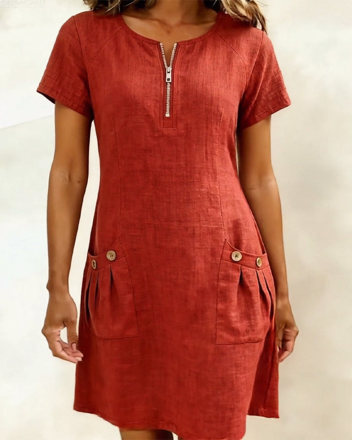 Lina | Vestido Midi de Algodón y Lino
