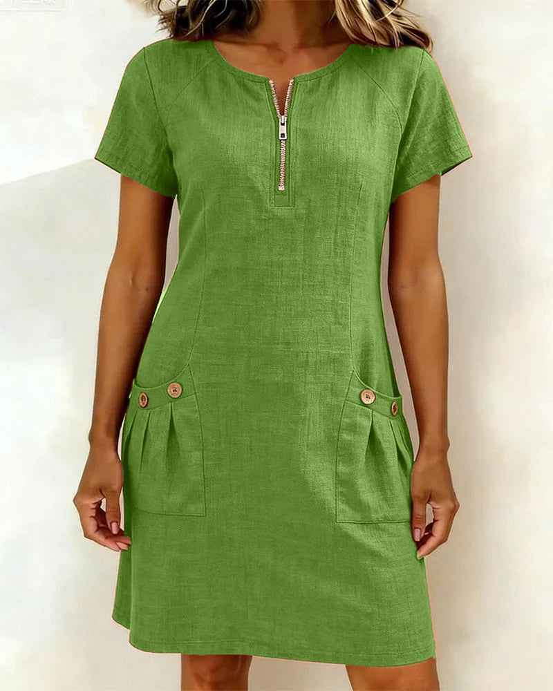 Lina | Vestido Midi de Algodón y Lino