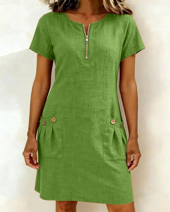 Lina | Vestido Midi de Algodón y Lino