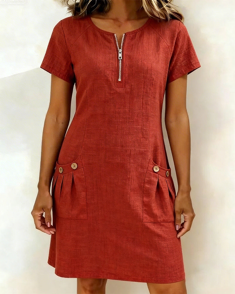 Lina | Vestido Midi de Algodón y Lino