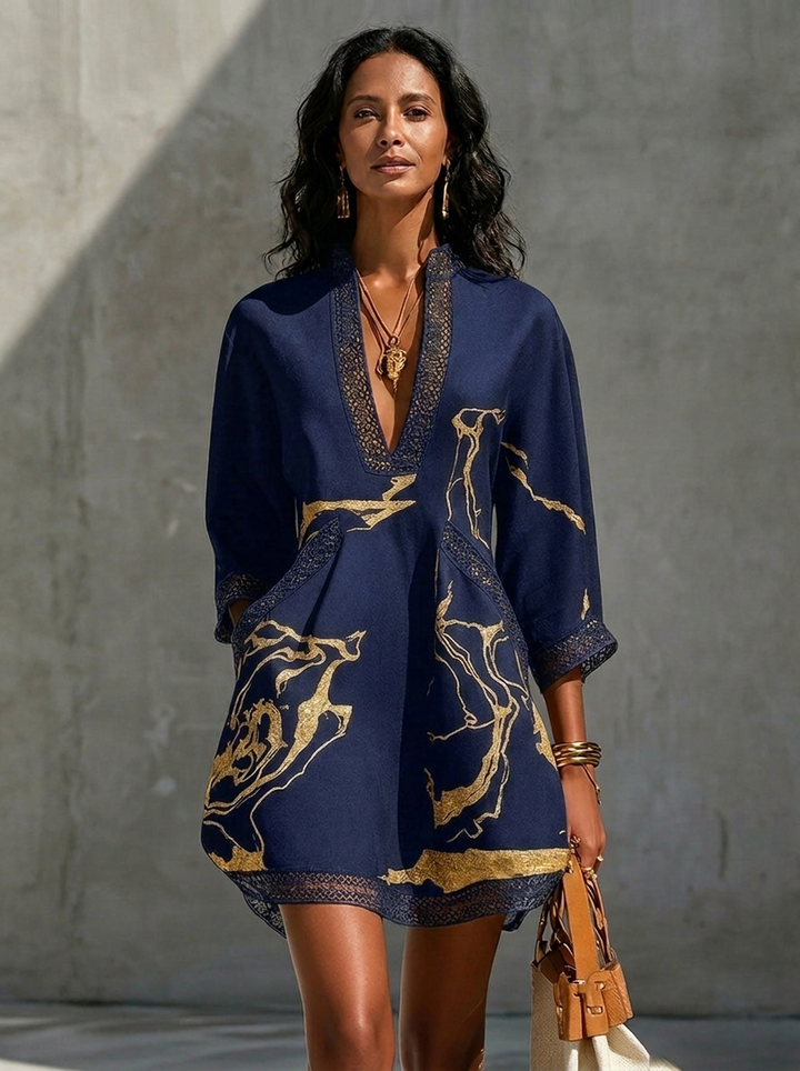 Noura | Elegante Vestido Túnica - Azul Marino