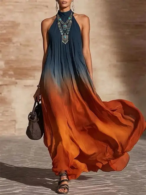 Nuria | Vestido largo escote halter degradado
