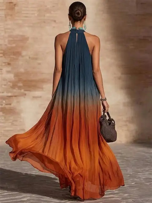 Nuria | Vestido largo escote halter degradado