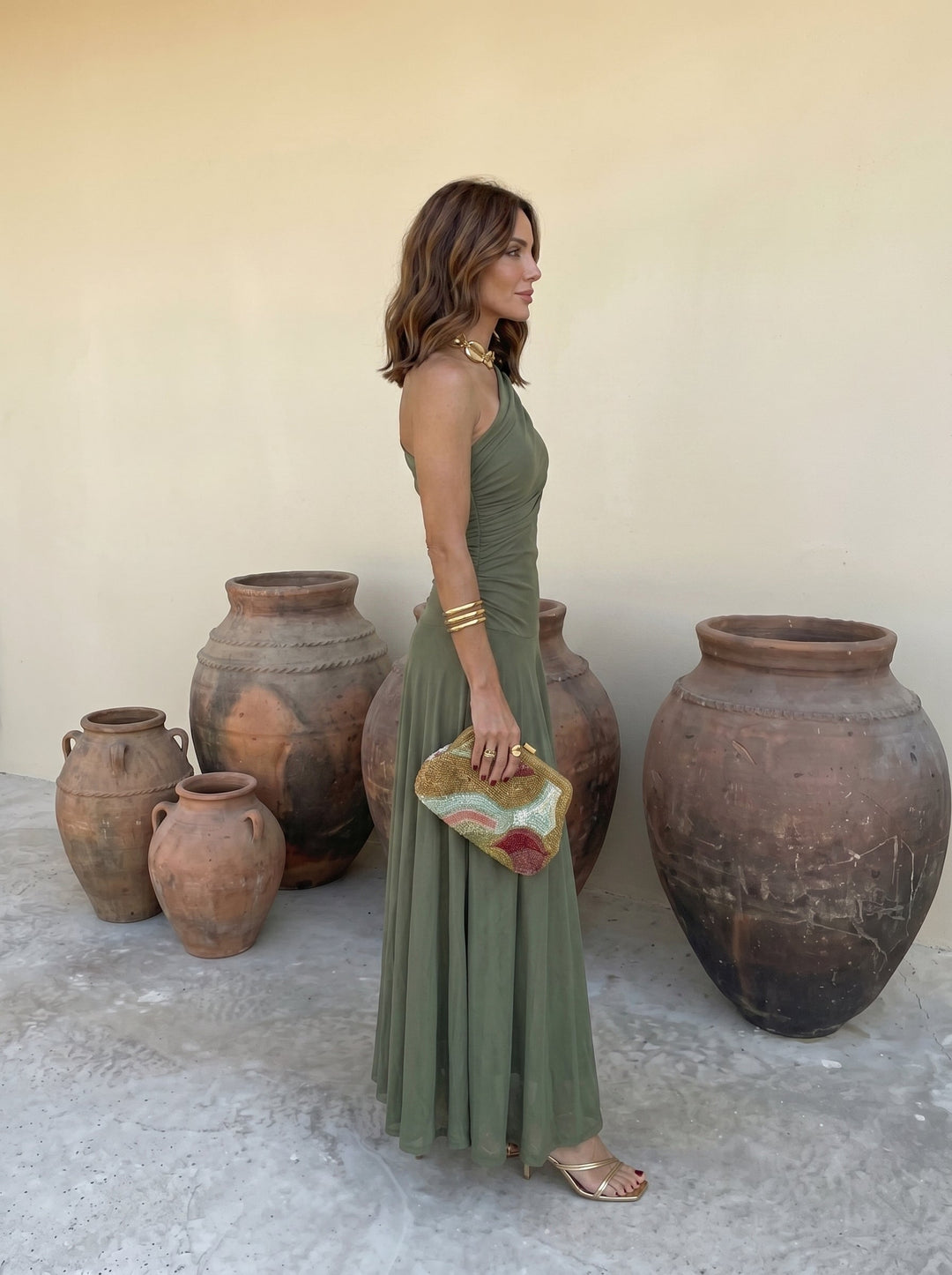 Sofía | Vestido Largo Escote Drapeado
